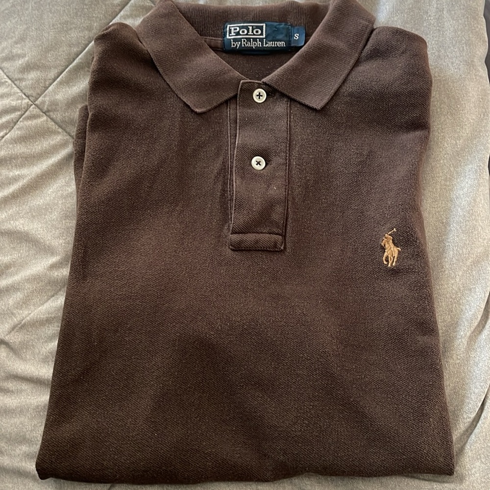 Polo by Ralph Lauren Men's Dark Brown Polo Shirt